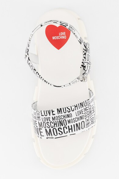Love Moschino Sandale de piele cu imprimeu logo si toc masiv Femei