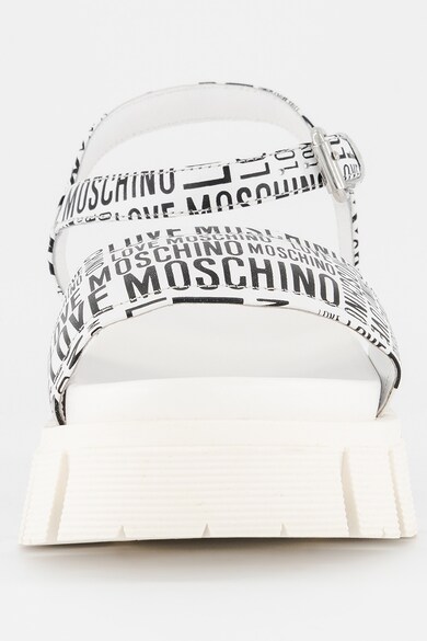 Love Moschino Sandale de piele cu imprimeu logo si toc masiv Femei