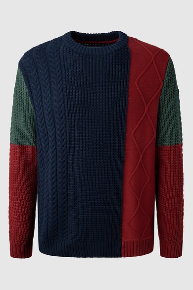 Pepe Jeans London Памучен пуловер с цветен блок Мъже