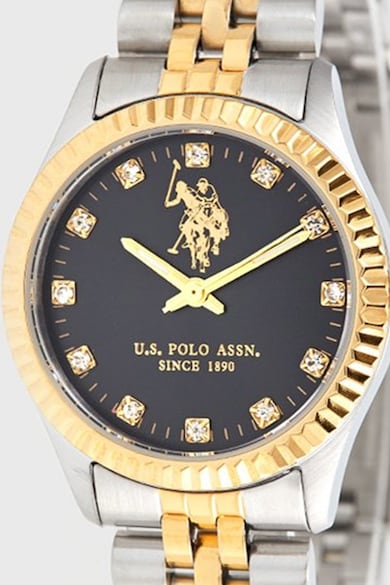 U.S. Polo Assn. Rozsdamentes acél karóra kristályokkal díszítve női