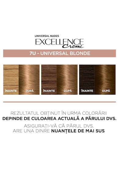 L'Oreal Paris Боя за коса без амоняк  Excellence Universal Nudes 7U Blonde, Перманентна, 192 мл Жени