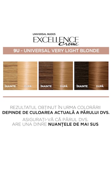 L'Oreal Paris Перманентна боя за коса без амоняк  Excellence Universal Nudes 9U Very Light Blonde, 192 мл Жени