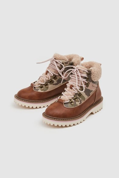 Pepe Jeans London Ghete de piele ecologica cu garnitura cu model camuflaj Fete