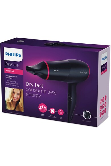 Philips Uscator de par  Dry Care BHD029/00, 1600 W, 3 Trepte temperatura, 2 viteze, Ionic, Setare ThermoProtect, Negru Femei