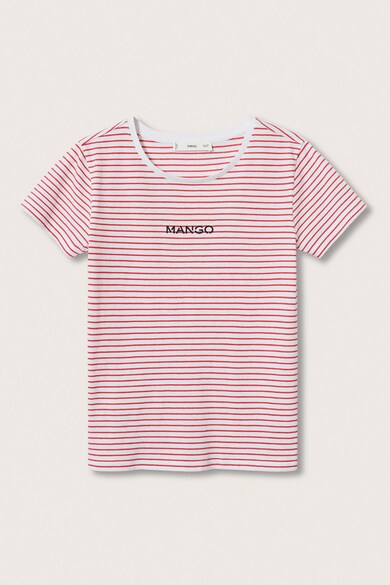 Mango Тениска с лого и овално деколте Жени