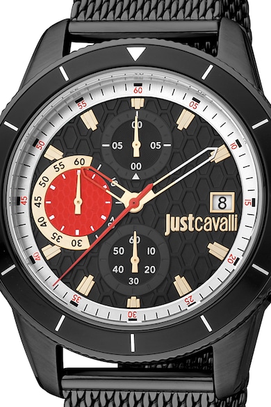 JUST CAVALLI Chrono karóra hálós fémszíjjal férfi