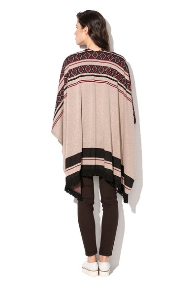 Sisley Poncho bej cu rosu Bordeaux cu imprimeu grafic Femei