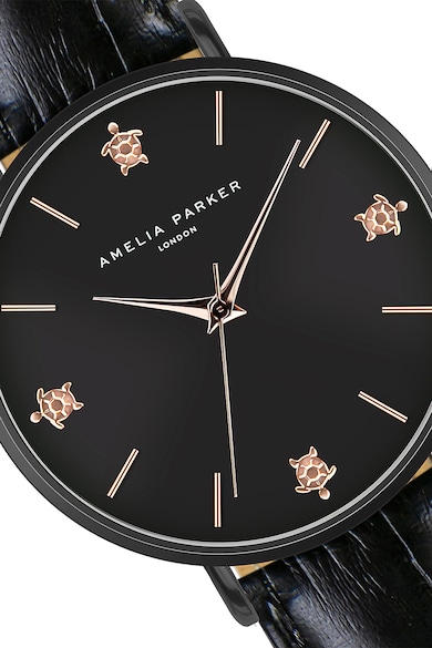Amelia Parker Квадратен часовник с кожена каишка с шагрен Жени
