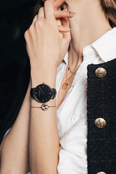 Amelia Parker Квадратен часовник с кожена каишка с шагрен Жени