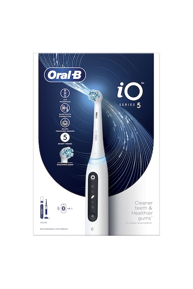 Oral-B Periuta de dinti electrica  iO 5 cu Tehnologie Magnetica si Micro-Vibratii, Inteligenta artificiala, Display conversational, Senzor de presiune Smart, 5 moduri, 1 capat, Trusa de calatorie Femei