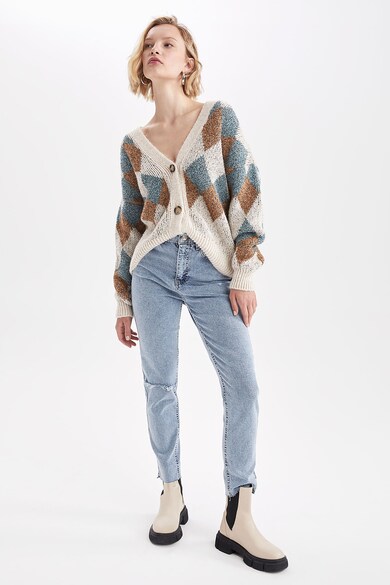 Cardigan-maglia con stampa a fiori Donna, Bianco | Milano Cardigan-maglia con stampa a fiori Donna, Bianco | Milano