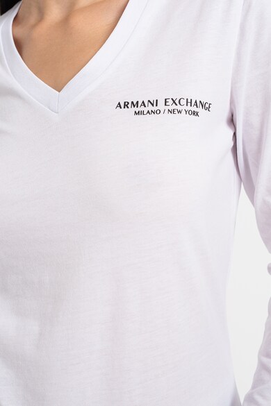 ARMANI EXCHANGE Блуза с шпиц деколте и лого Жени