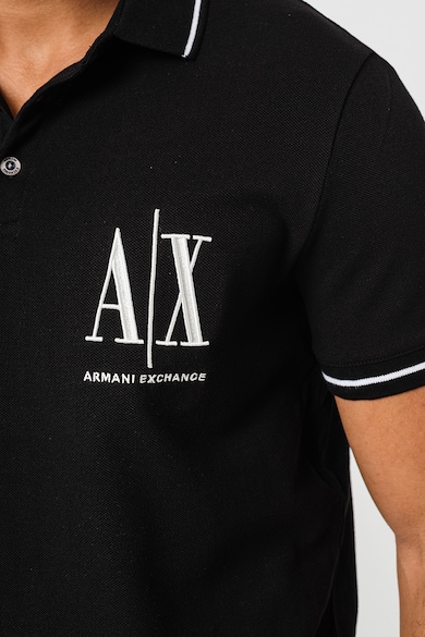 ARMANI EXCHANGE Памучна тениска с яка и бродирано лого Мъже
