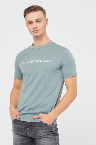 Emporio Armani Tricou cu imprimeu logo contrastant si decolteu la baza gatului Barbati