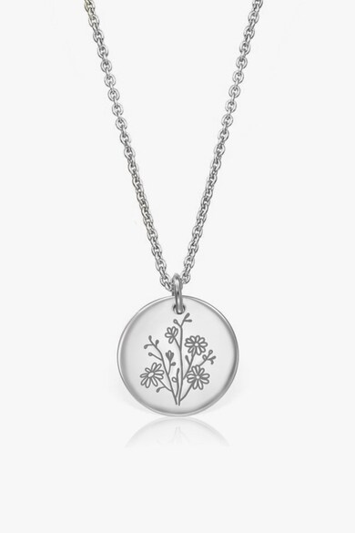 INDIRA Colier de argint veritabil cu pandantiv floral, Argintiu Femei