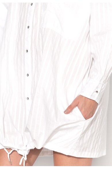 Diesel Rochie alba tip camasa cu dungi texturate Plato Femei