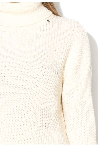 GAS Pulover alb fildes cu guler inalt din amestec de lana Lilias Femei