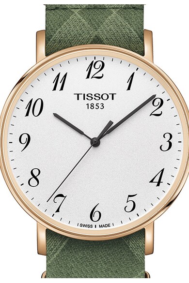 Tissot Ceas auriu rose cu o curea verde Everytime Barbati