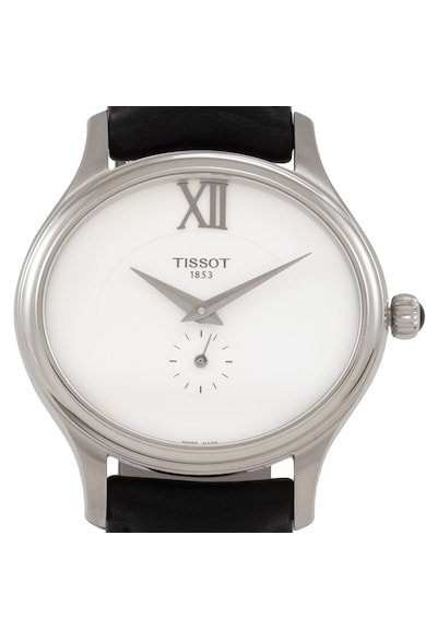 Tissot Ceas argintiu cu o curea neagra din piele Bella Ora Femei