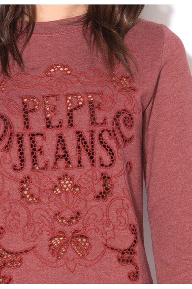 Pepe Jeans London Bluza sport rosu caramiziu cu logo crosetat Celia Femei