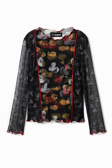 DESIGUAL Bluza semitransparenta cu imprimeu Mickey Mouse Fete