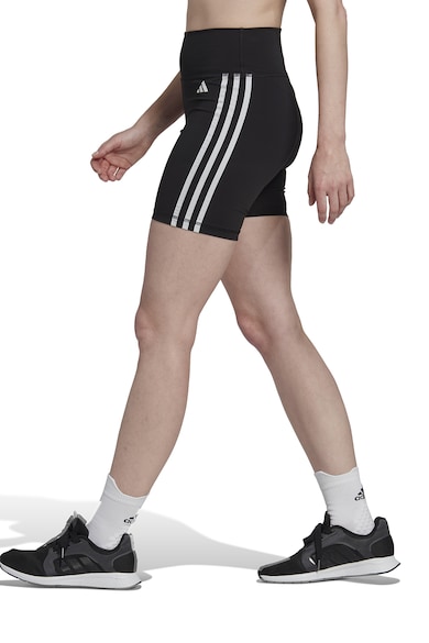 adidas Performance Colanti scurti cu talie inalta pentru antrenament Essentials 3-Stripes Femei