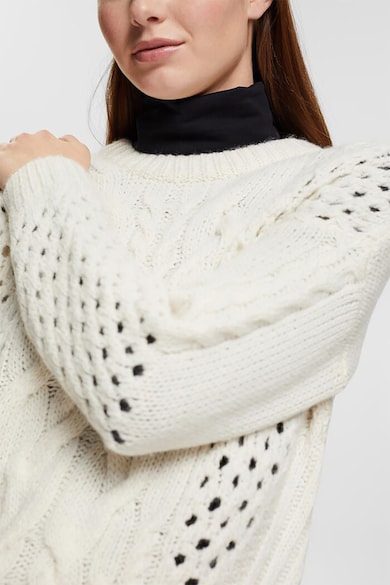 Esprit Gyapjútartalmú pulóver azsúros részletekkel női