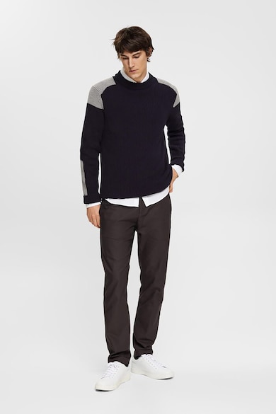 Esprit Рипсен пуловер с дизайн с цветен блок Мъже