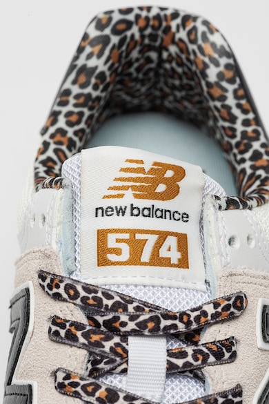 New Balance Pantofi sport de piele intoarsa si plasa, cu animal print 574 Femei