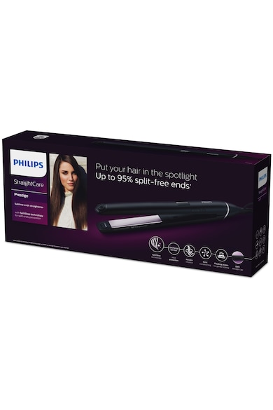 Philips Placa de indreptat parul  Straight Care BHS677/00, 14 trepte temperatura, 230 grade, Preventie Varfuri Despicate, Placi flexibile XL 105mm, Negru Femei