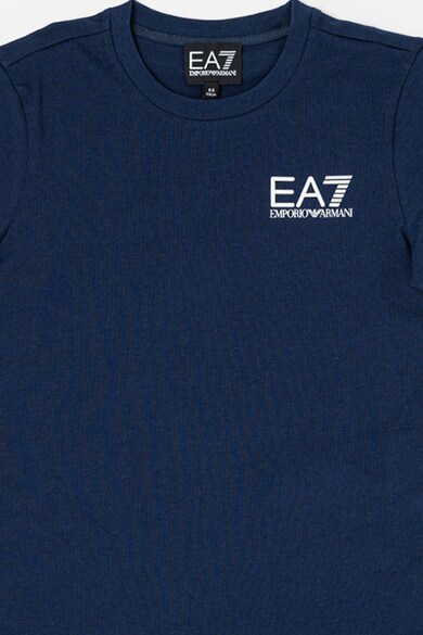 EA7 Памучна тениска с овално деколте и лого Момчета