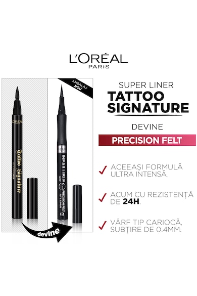 L'Oreal Paris Очна линия  Infaillible 30H Grip Precision Felt 01 Черен, 4 мл Жени