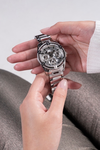 GUESS Часовник от неръждаема стомана с кристали Жени