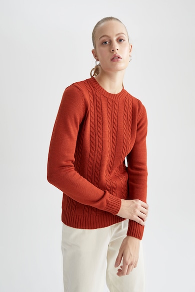 DeFacto Kerek nyakú csavart kötésmintájú pulóver női