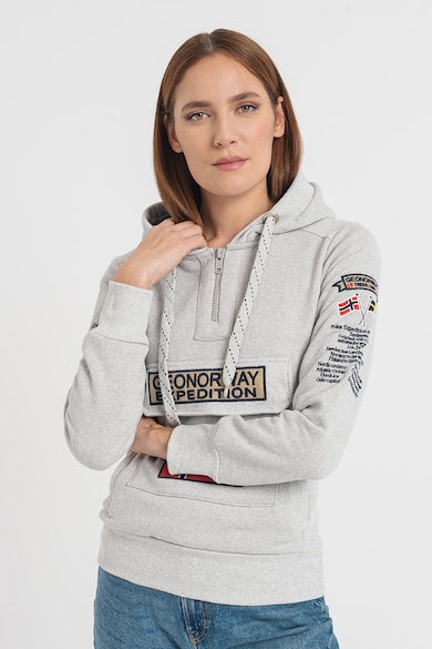 Geo Norway Gymclass kapucnis pulóver hímzett logóval és cipzáros hasítékkal női