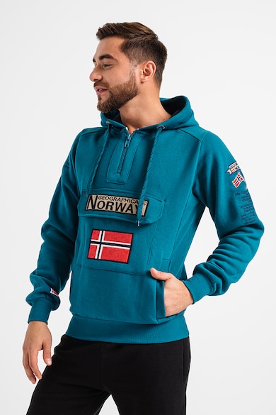 Geographical Norway Gymclass húzózsinóros kapucnis pulóver hímzett logóval férfi