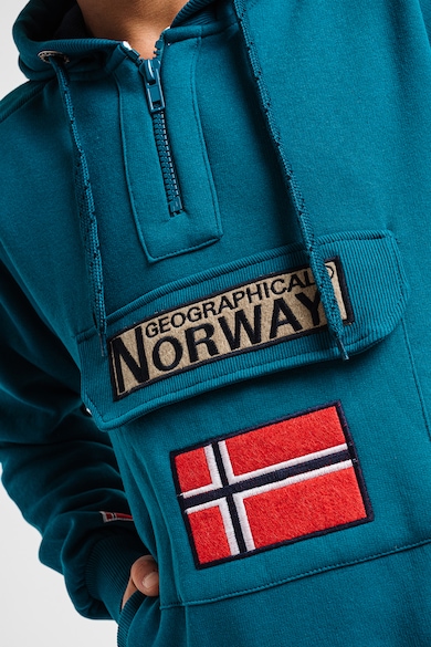 Geographical Norway Gymclass húzózsinóros kapucnis pulóver hímzett logóval férfi