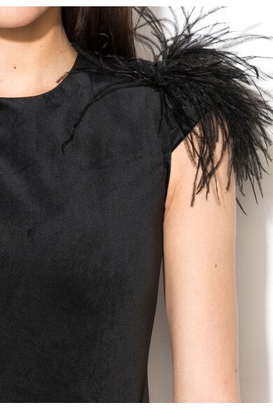 Zee Lane Collection Черна кадифена рокля с апликации от пера Жени