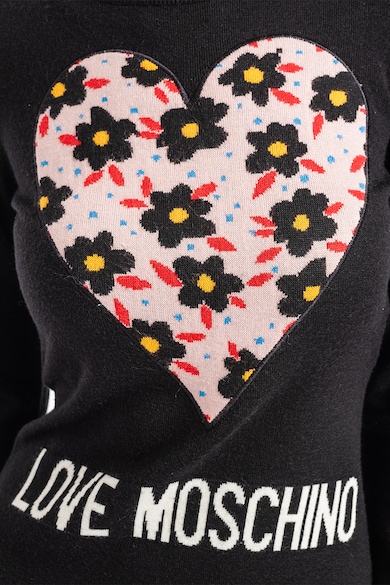 Love Moschino Rochie-pulover din amestec de lana cu imprimeu logo Femei