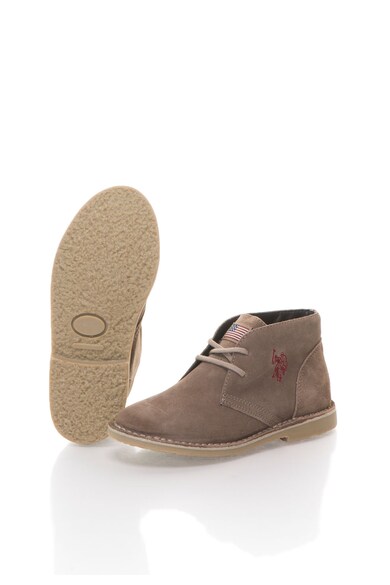 U.S. Polo Assn. Ghete chukka maro taupe de piele intoarsa Fransis Fete