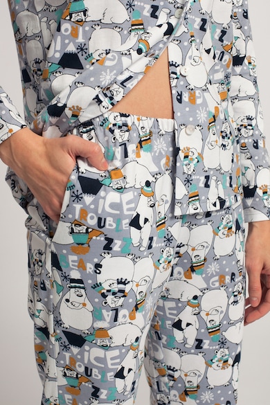 Sofiaman Pijama lunga cu nasturi Ice Bear Femei