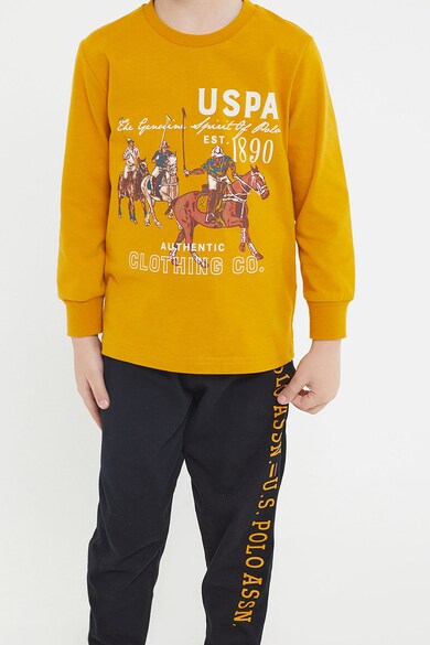 U.S. Polo Assn. Pijama lunga de bumbac cu logo si model grafic Baieti