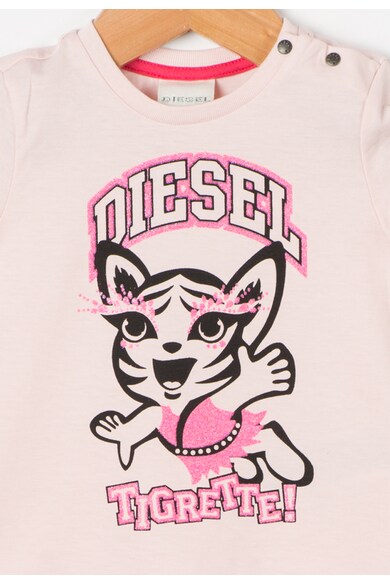 Diesel Tricou roz pal cu imprimeu stralucitor Tety Fete