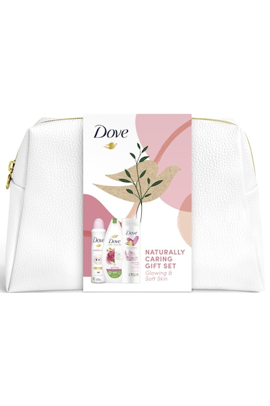 Dove Комплект  Naturally Glowing: Козметична чантичка, Лосион за тяло, 250 мл + Спрей против изпотяване, 150 мл + Душ гел, 225 мл Жени