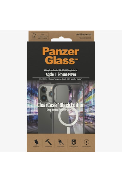 PanzerGlass Husa de protectie  MagSafe pentru Apple iPhone 14 Pro, Transparenta/rama Neagra Femei
