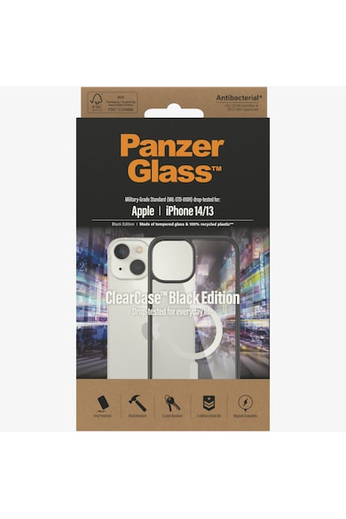 PanzerGlass Husa de protectie  MagSafe pentru Apple iPhone 14/13, Transparenta/rama Neagra Femei