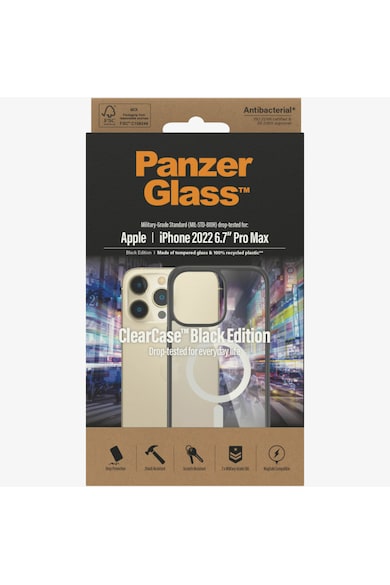 PanzerGlass Husa de protectie  MagSafe pentru Apple iPhone 14 Pro Max, Transparenta/rama Neagra Femei