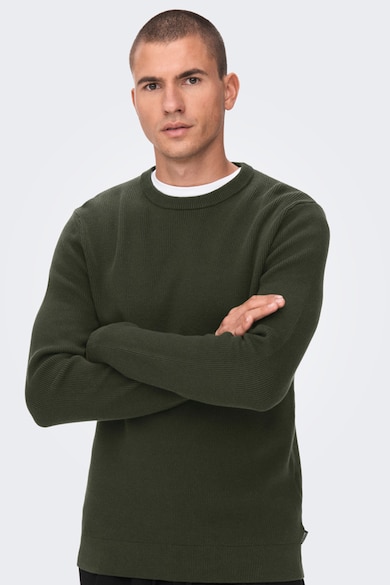 Only & Sons Kerek nyakú bordázott pulóver férfi