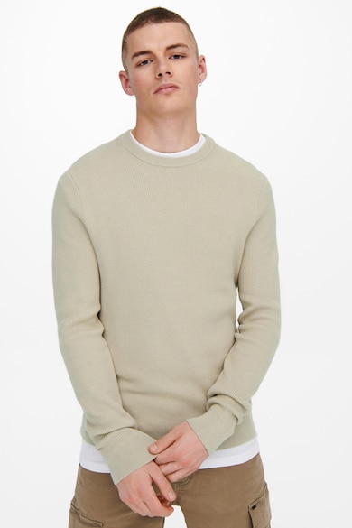 Only & Sons Kerek nyakú bordázott pulóver férfi