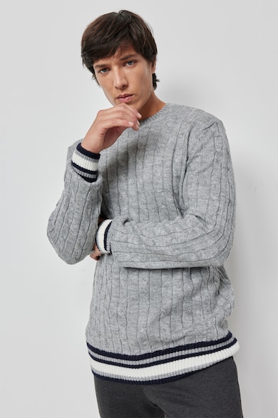AC&Co Пуловер с плетка осморка с овално деколте Мъже